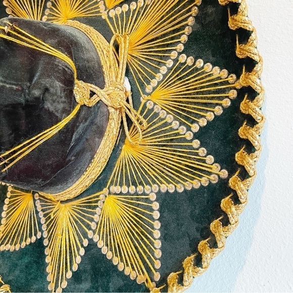 Salazar Yepez Mariachi Mexican Sombrero Green Gold Sequins - Picture 5 of 11